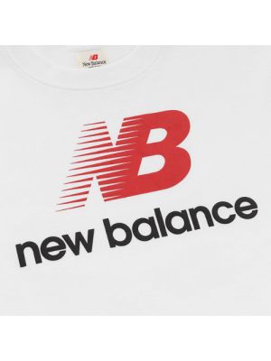 T-shirt en coton avec manches longues New Balance blanc