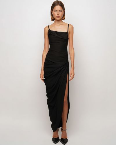 Sukienka długa z wiskozy Jacquemus czarna