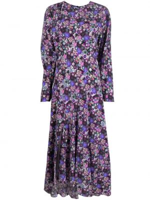 Макси рокля на цветя с принт Isabel Marant виолетово
