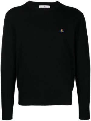 Haftowany sweter z okrągłym dekoltem Vivienne Westwood czarny