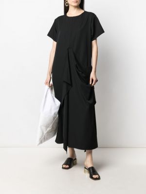Vestido drapeado Yohji Yamamoto negro