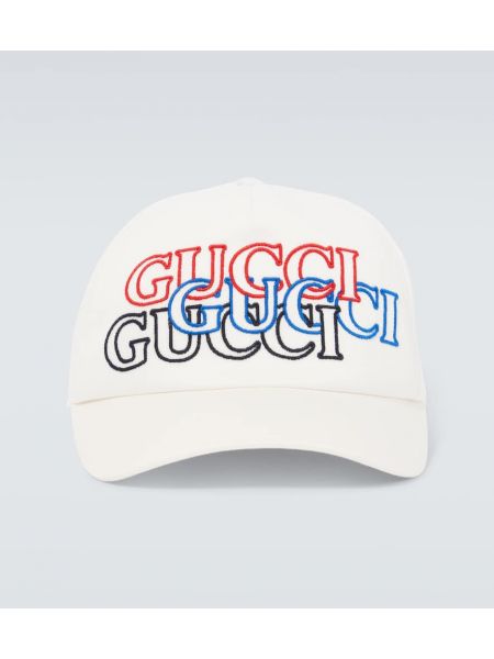 Памучна шапка с козирки бродирана Gucci