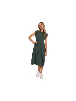 Šaty bez rukávů s vysokým pasem Moe zelené