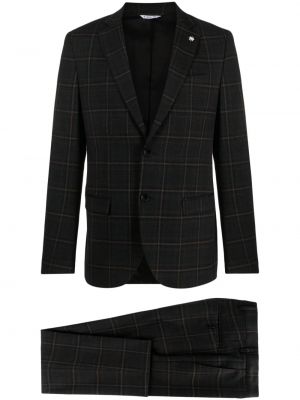 Kostkovaný oblek Manuel Ritz černý