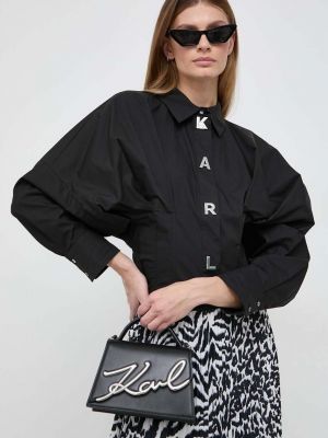 Czarna koszula bawełniana relaxed fit Karl Lagerfeld