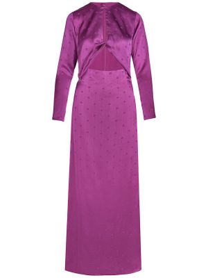 Vestido largo de seda de tejido jacquard Johanna Ortiz violeta