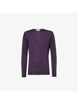 Шерстяной свитер с круглым вырезом John Smedley фиолетовый