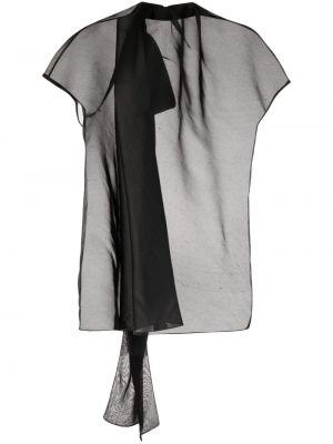 Prozorna svilena bluza Khaite črna