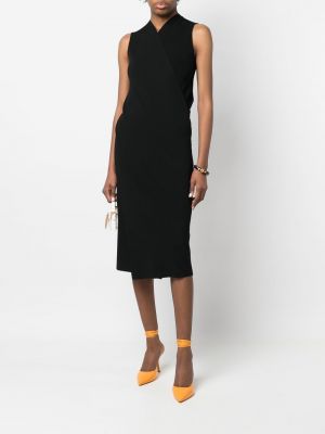 Midi šaty s výstřihem do v Yves Salomon černé