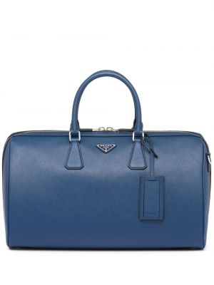Kožená cestovná taška Prada modrá