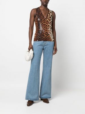 Leopardí vesta s potiskem Christian Dior hnědá