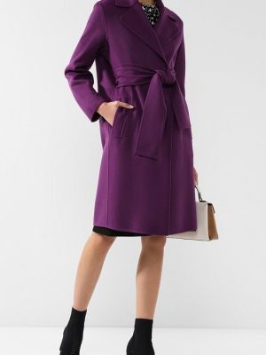 Однотонное кашемировое пальто Bottega Veneta фиолетовое