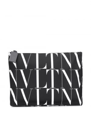 Bolso clutch con estampado Valentino Garavani negro