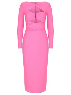 Однотонное коктейльное платье Self-portrait розовое