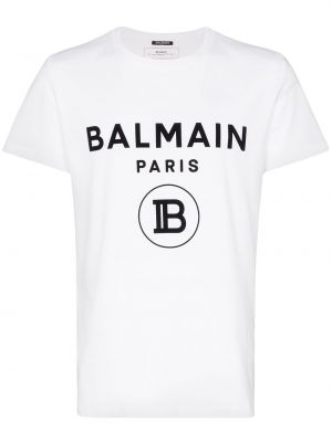 Тениска с принт Balmain бяло