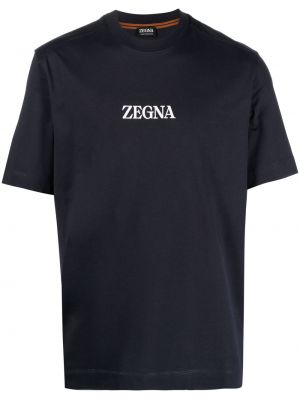 Bavlněné tričko s potiskem Zegna modré