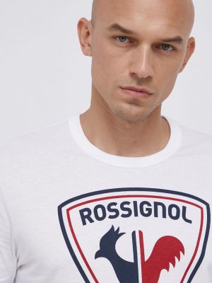 Памучна тениска с дълъг ръкав с принт Rossignol бяло