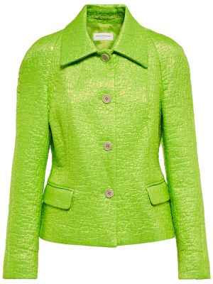 Žakárová bavlnená bunda Dries Van Noten zelená