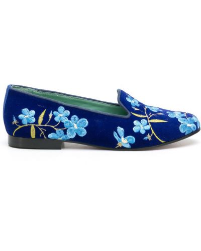 Pantuflas con bordado de flores Blue Bird Shoes azul