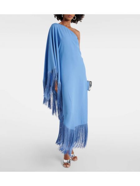 Dolga obleka z obrobami Taller Marmo modra