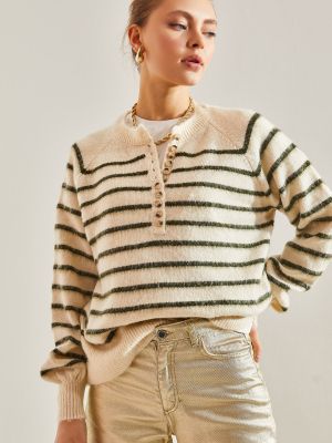 Pruhovaný sveter na gombíky Bianco Lucci