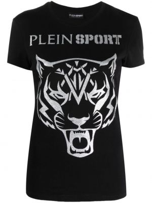 Športové tričko s potlačou Plein Sport čierna