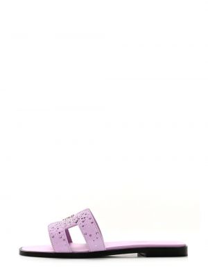 Křišťálové semišové sandály Hermès Pre-owned fialové