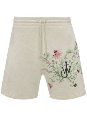 Pantaloni scurți din bumbac cu model floral Jw Anderson bej