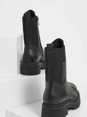 Zateplené kožené kotníkové boty na platformě Answear Lab černé