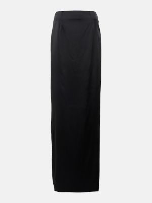 Черная атласная длинная юбка Balenciaga