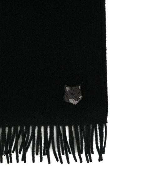 Echarpe brodée en laine Maison Kitsuné noir