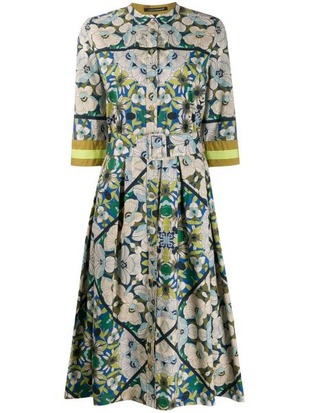 Рубашка платье в цветочный принт Luisa Cerano, зеленое