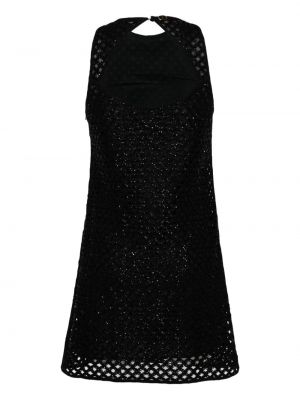 Koktejlové šaty s korálky se síťovinou Twinset černé