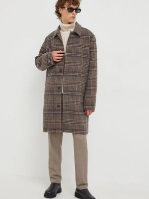 Oversized vlněný kabát Les Deux hnědý