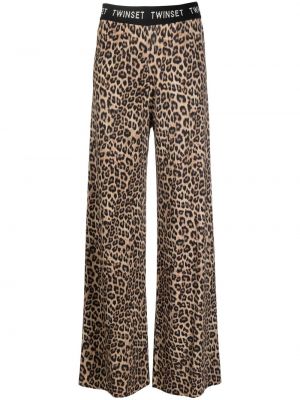 Leopard trykt stretch bukser Twinset brun