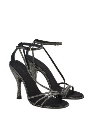 Leder sandale mit kristallen Ferragamo schwarz