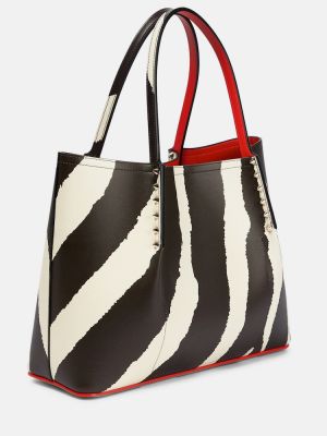 Kožená nákupná taška s potlačou so vzorom zebry Christian Louboutin biela