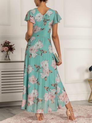 Длинное платье в цветочек с принтом Jolie Moi зеленое