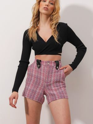 Kratke hlače z žepi Trend Alaçatı Stili roza