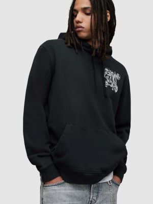 Pamučna hoodie s kapuljačom Allsaints crna