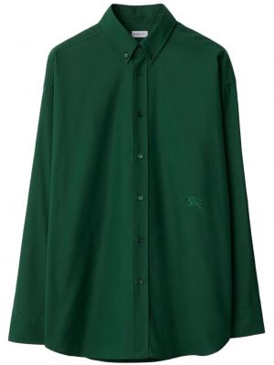 Bombažna srajca z vezenjem Burberry zelena