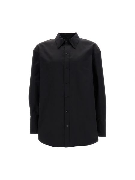 Czarna jedwabna satynowa koszula oversize Saint Laurent