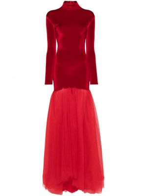 Кадифена вечерна рокля от тюл Atu Body Couture червено