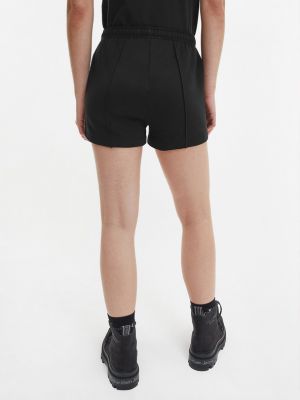 Pantaloni scurți din denim cu imagine Calvin Klein Jeans negru