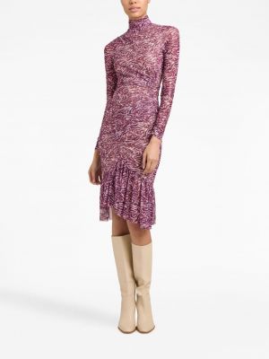 Koktejlové šaty s potiskem s abstraktním vzorem Cinq A Sept fialové