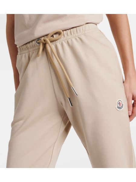 Pantaloni tuta di cotone in jersey Moncler beige