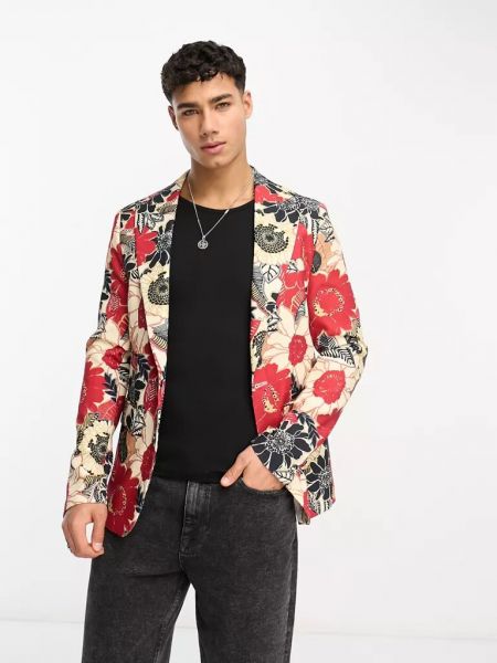 Приталенный пиджак в цветочек с принтом Devils Advocate