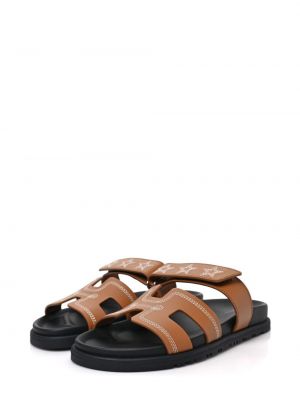 Kožené sandály s hvězdami Hermès Pre-owned hnědé