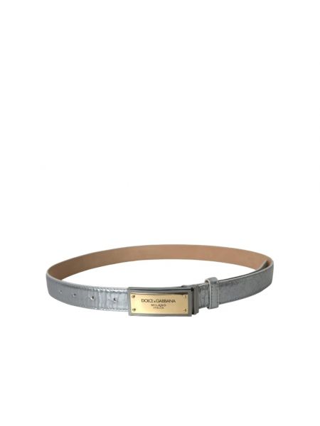 Cinturón de cuero con hebilla Dolce & Gabbana plateado