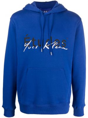 Raštuotas medvilninis džemperis su gobtuvu Etudes mėlyna